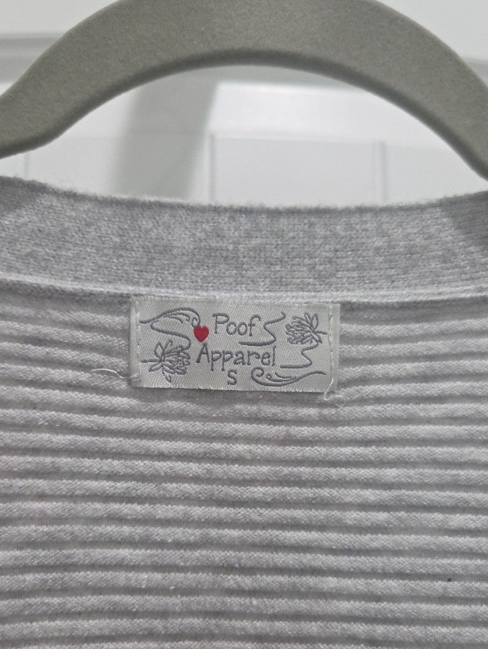 Poof Apparel Heather Gray Horizontal Ribbed Cropped Cardigan Sweater Sm - Picture 2 of 5